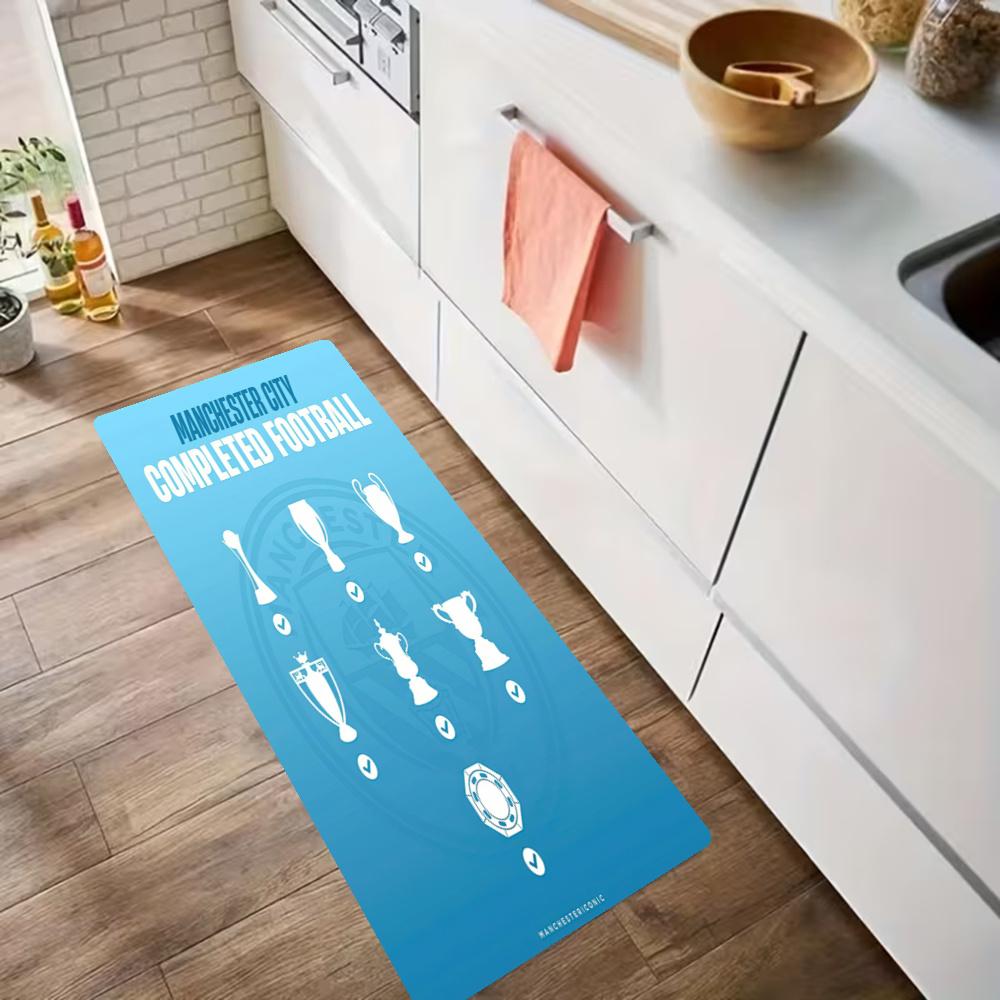 Manchester City Kitchen Floor Mat Long Strip Mat Antislip Machine Washable Suitable For Bathrooms Laundries Home Decoration Carpets