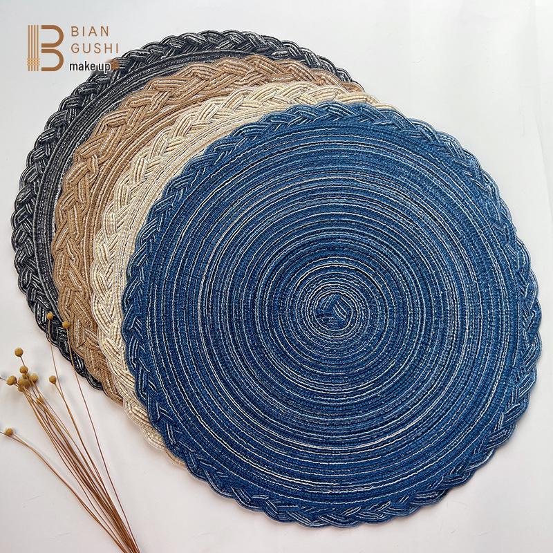 Nordic Round Cotton Yarn Placemat Lace Heat-Resistant Coaster for Daily Use