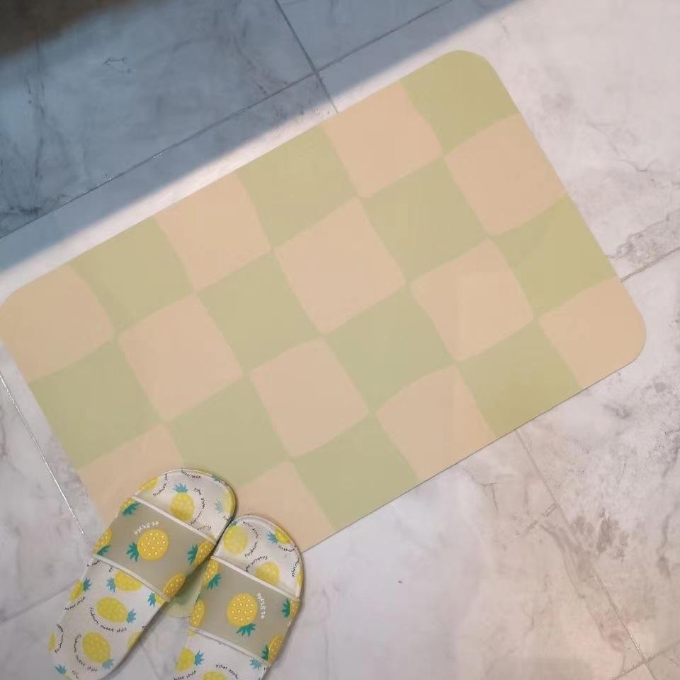 Creative Checkerboard Quick-drying Door Mat Modern Simple Diatom Mud Absorbent Mat Bathroom Toilet Non-slip Rug