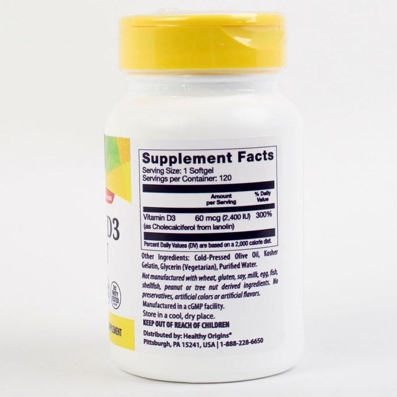 Healthy Origins Vitamin D3 High Potency 2400IU Softgel Gluten Free