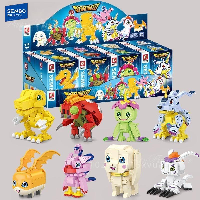 SEMBO Digimon Building Blocks Anime Agumon Gabumon Gabumon Palmon Small Particle Assembled Toys Model Ornament Children's Gift