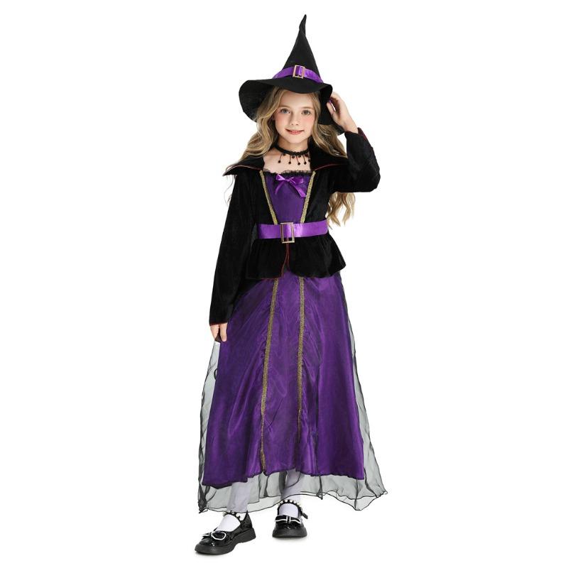 Halloween Children's Costume Purple Witch Costume Girl Witch Carnival Girls Dress Stage Performance Costume