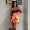 2026 European and American Floral Print Pendant Collar Casual Sexy Off-the-shoulder Slim-fit Dress Women