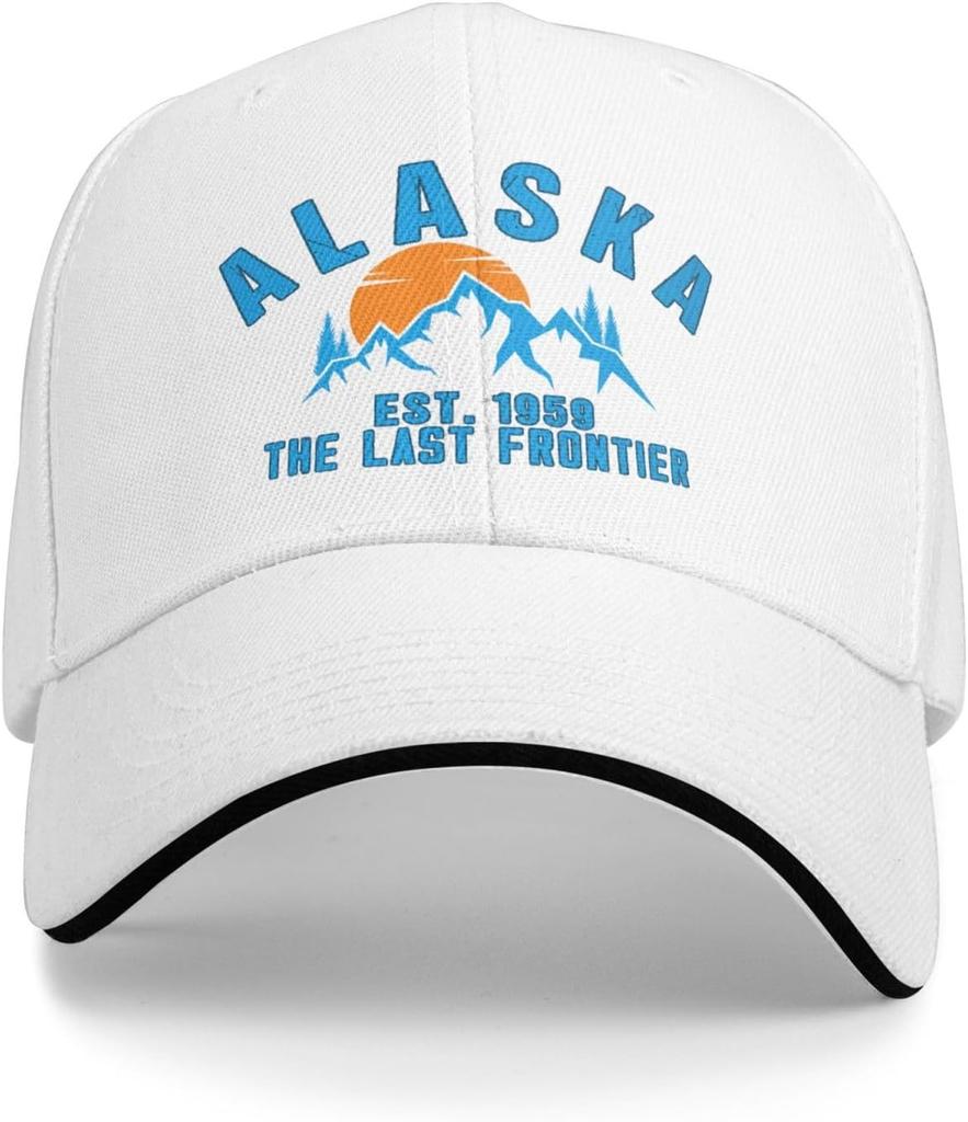 Alaska Est 1959 The Last Frontier Trucker Hat Polyester Adjustable Baseball Cap for Adults