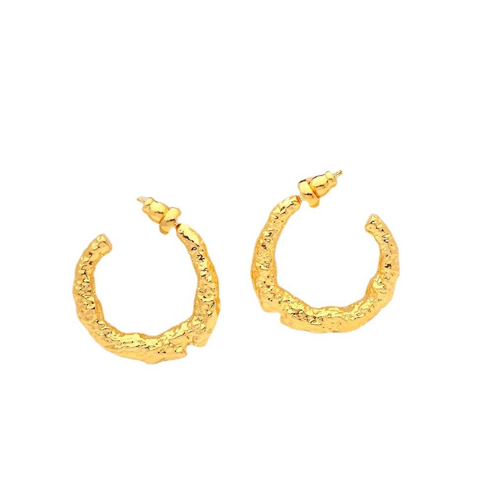 European and American Fashion Pleated Texture Earrings, Circle C-shaped Earrings for Women, Personalized Lava Jewelry