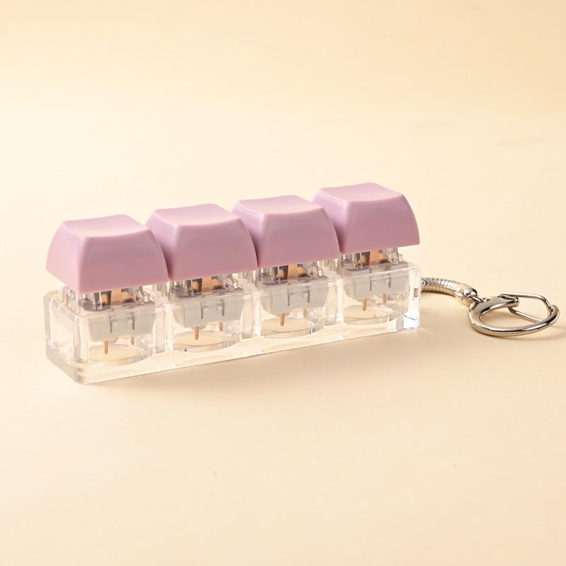 

4 Keys Button Keycap Stress Relief Adult Fidget Toy Keychain 4 Keys Keyboard Fidget Gadgets Toys DIY Keyboard Keychain Toys