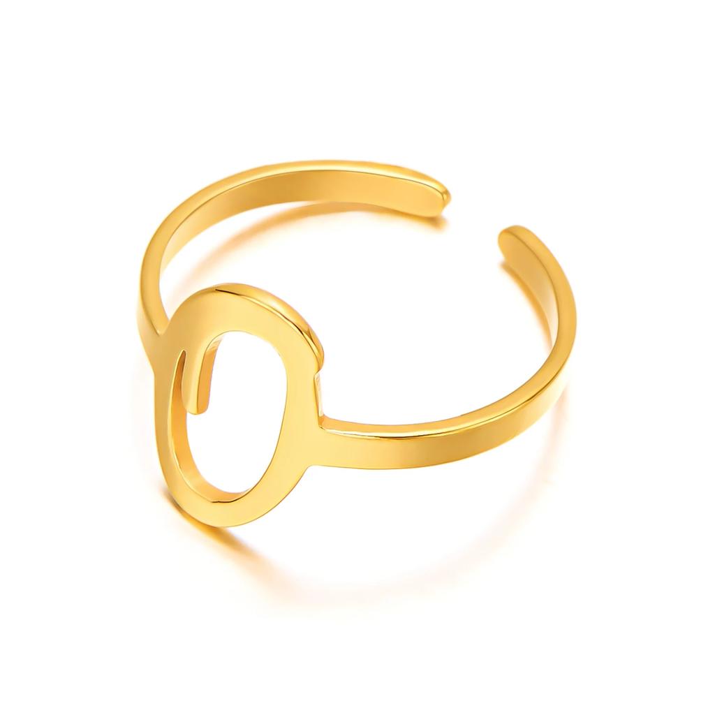 Initial Letter Rings for Women Gold Color Stainless Steel A-Z Letter Adjustable Ring Aesthetic Wedding Christmas Jewelry Gift