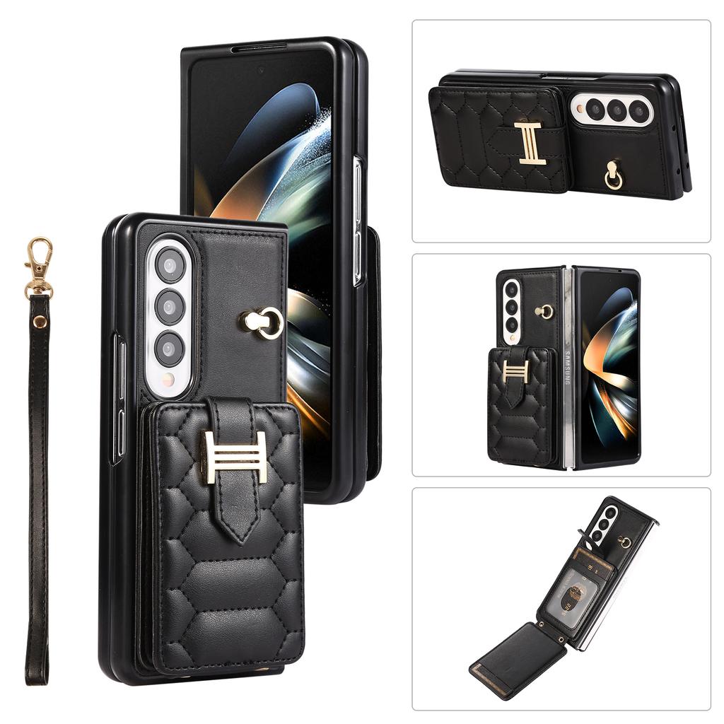 Crossbody Lanyard Phone Case for Samsung Galaxy Z Fold 7 6 5 4 3 Fold7 Fold6 Folio Wrist Strap Leather Card Holder Wallet Cover