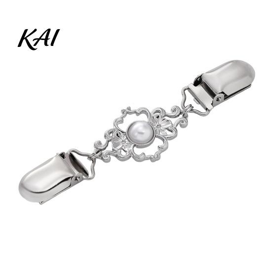 Dress Waist Tightener Vintage Faux Pearl Sweater Clip, Hold Cardigan Together, Cincher Clip Retro Metal Clasp for Shawl Cloak, Decorative Clothing