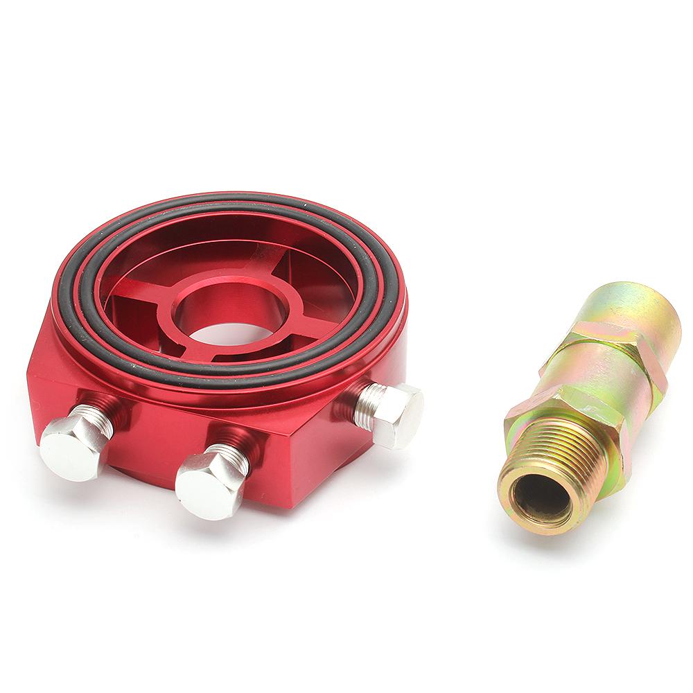 Universal Aluminum Oil Filter Sandwich Plate Thread Adapter, Oil Cooler Pressure Temp Gauge Adapter Kit