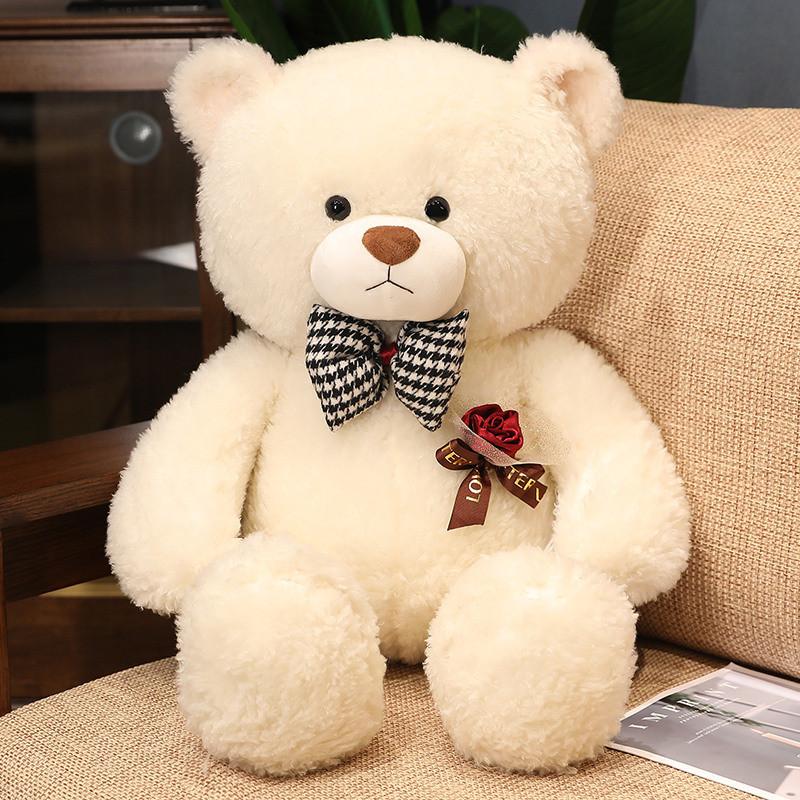 Cartoon Bear Rose Plush Toy Cute Bow Tie Send Girl Valentine Day Children Gift