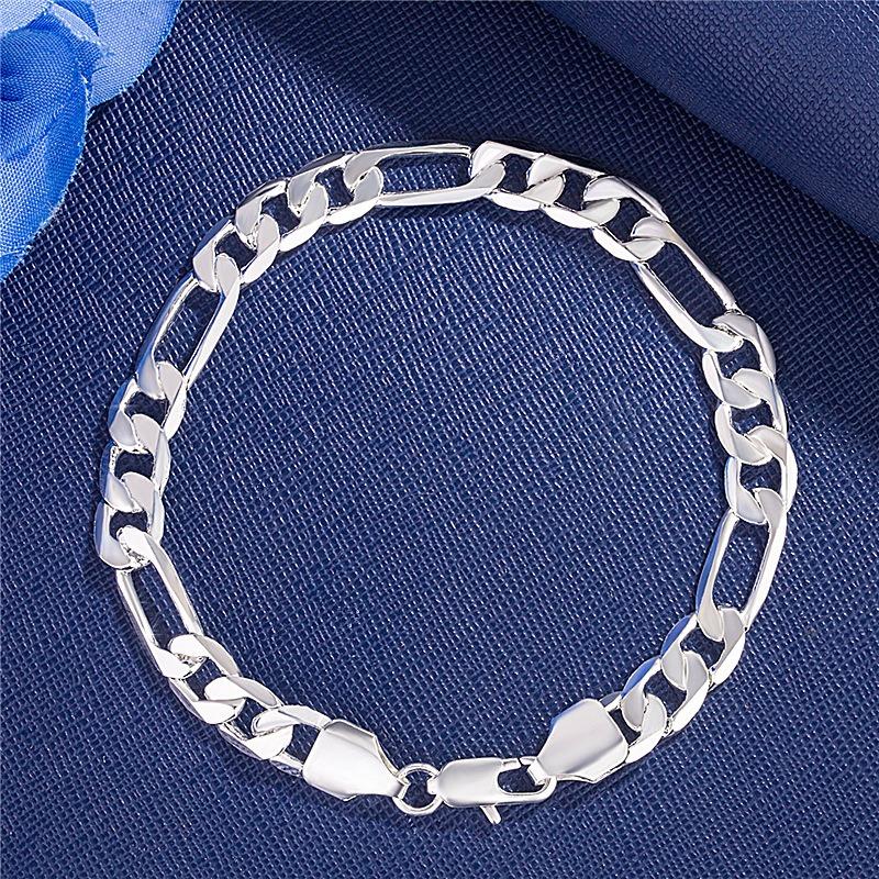 925  Silver 6MM Chain Bracelets For Women Men Fashion Simple Geometric Hollow Lobster Clasp Bracelet Engagement Jewelry