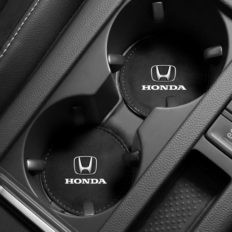 1/2Pcs Car Cup Holder Pad PU Leather Slot Non-slip Coaster Mat For Honda Fit Mugen Insight Type S R VTEC DOHC Modulo Vezel Legend RR Si