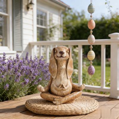 Fashionable Garden Meditation Rabbit Resin Ornament, Suitable for Home Decoration, Outdoor Decoration
