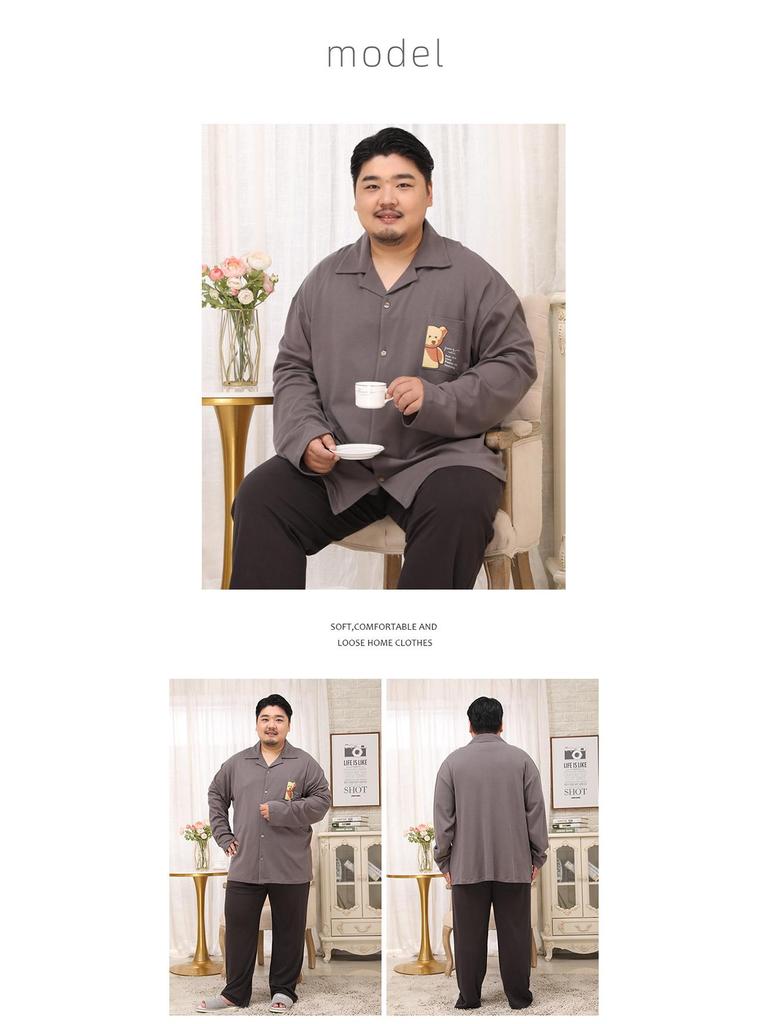 Meijiyunqiu Men's Plus Size Cotton Striped Pajamas Set