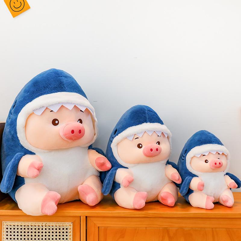 New shark turned into piggy plush toy doll children sleep with pillow doll birthday gift