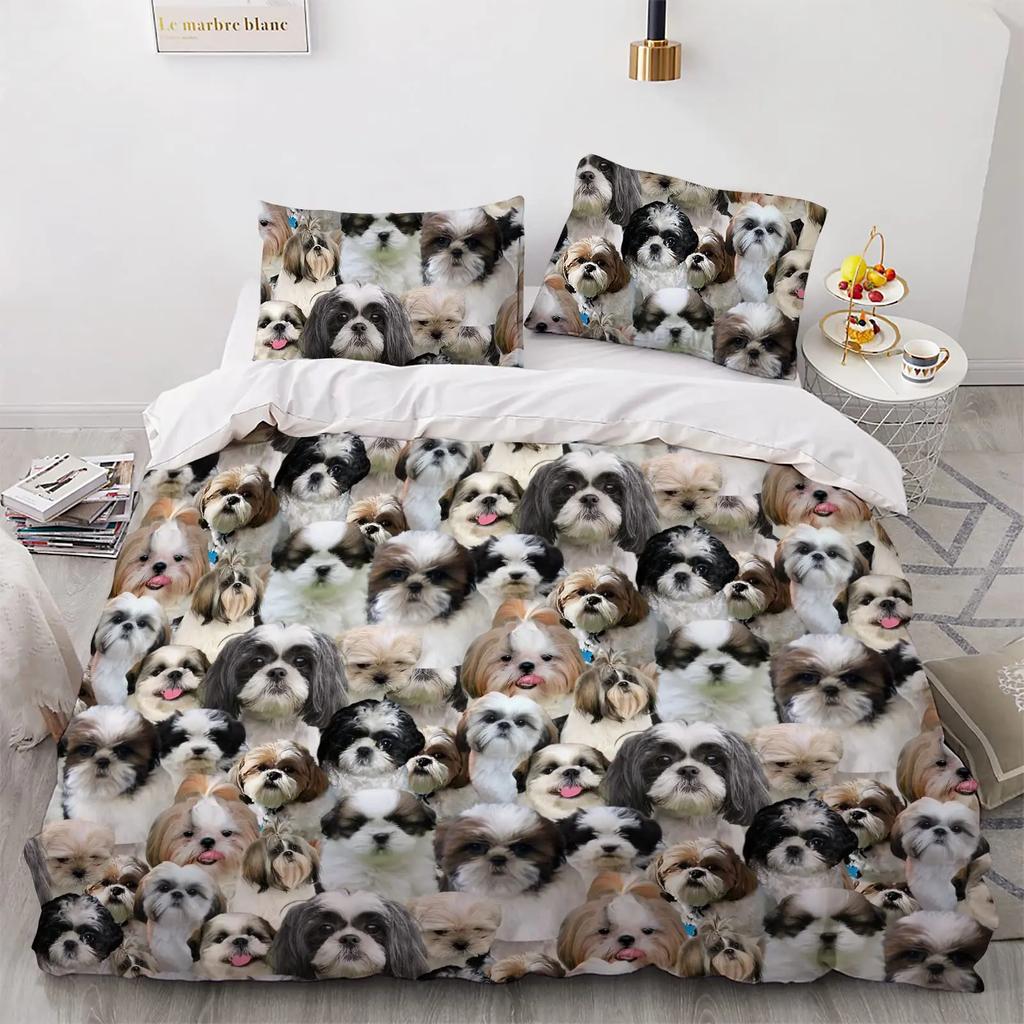 Uroczy maltańczyk Zestaw poszwy na kołdrę Motyw rasy psa Zestaw pościeli Mikrofibra Kawaii Zwierzęca poszwa na kołdrę Twin King Na prezenty dla miłośnika zwierząt