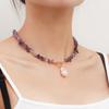 European and American large special-shaped pearl OT buckle necklace femininity simple fashion violet turquoise necklace