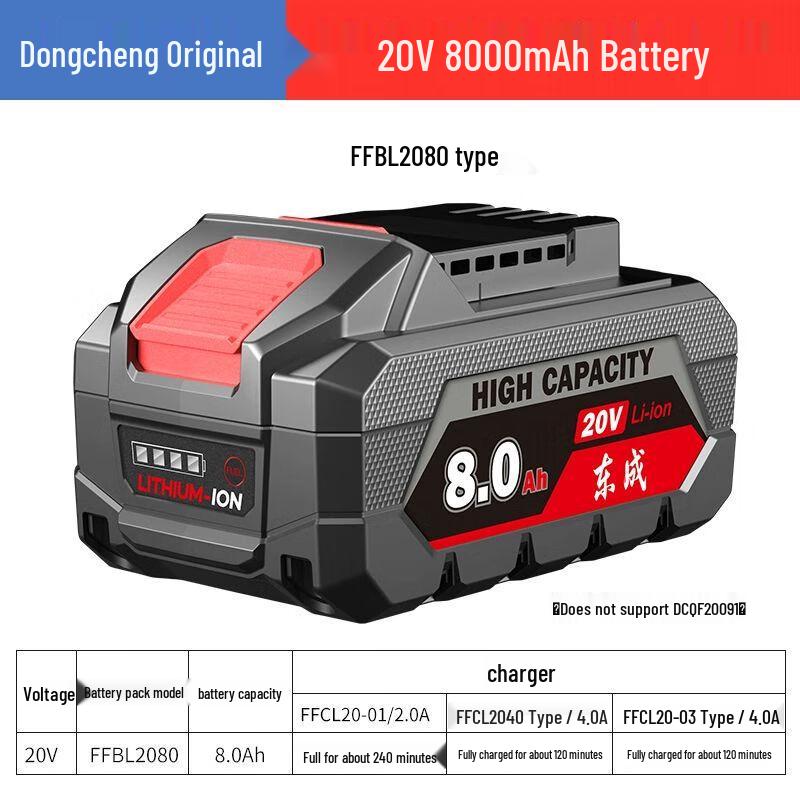 Dongcheng 18V/20V Series Electric Tool Battery and Charger CN plug (adapter included)