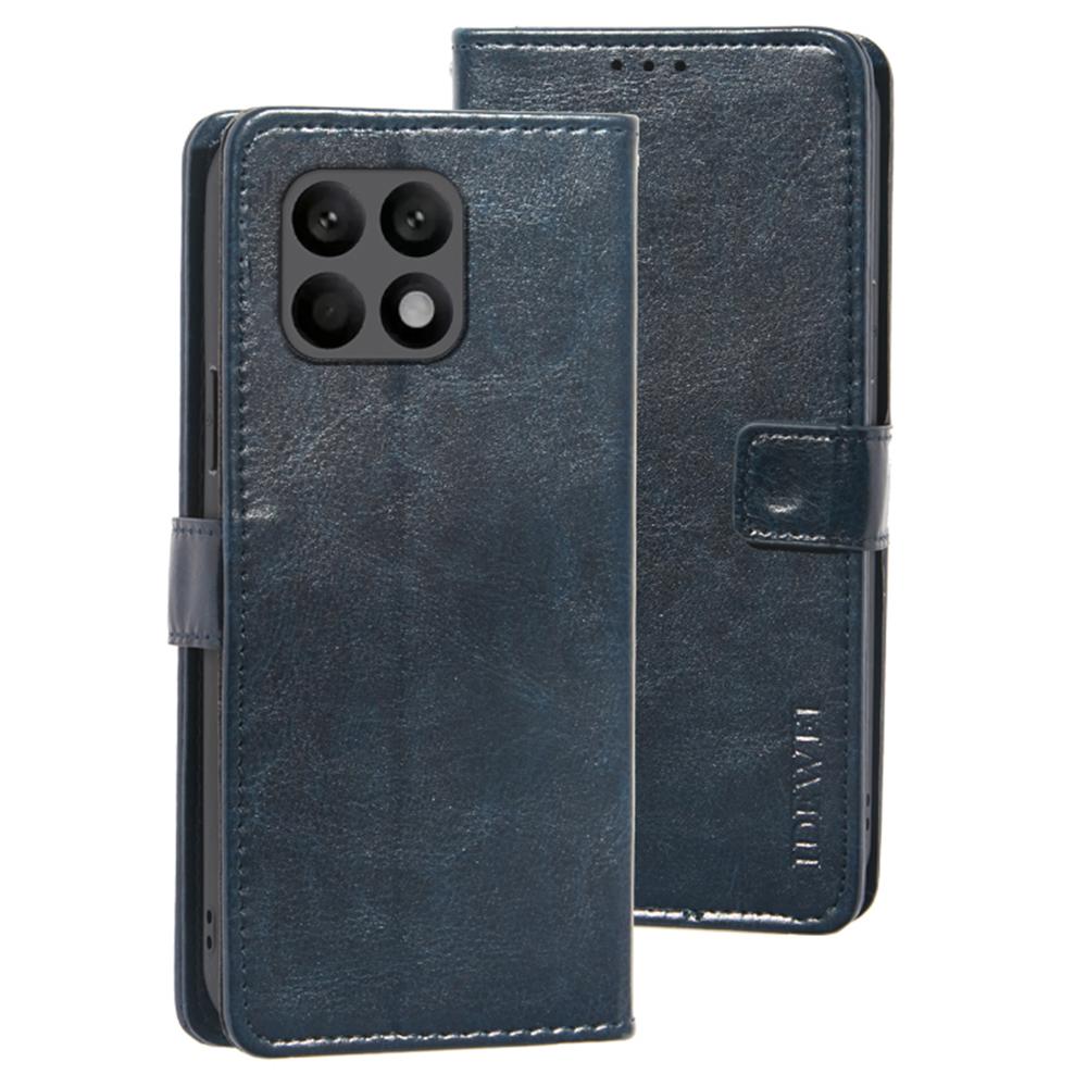 

For Xiaomi Poco F6 Pro 5G/Redmi K70 5G/K70 Pro 5G Phone Case Crazy Horse Texture Leather Flip Cover Dark Blue