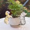 Garden Animal Statue Flower Pot Hugger Figurine for Garden Fish Tank Outside