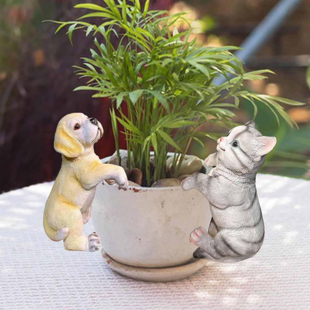 Garden Animal Statue Flower Pot Hugger Figurine for Garden Fish Tank Outside