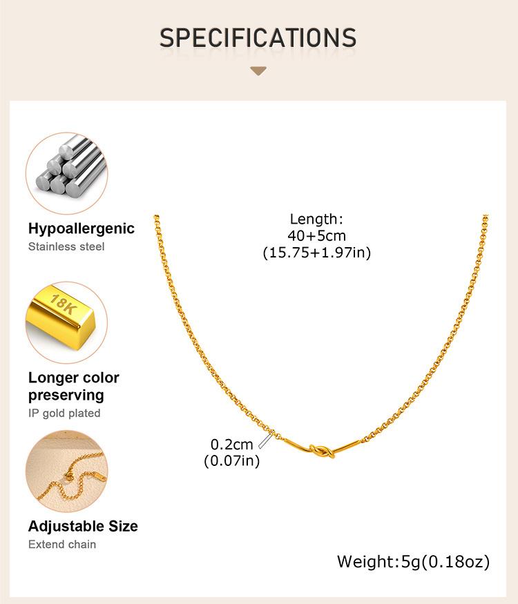 Stainless Steel Love Knot Pendant Necklaces for Women,18k Gold Plated Minimalist Luxury Wedding Party Jewelry Gift