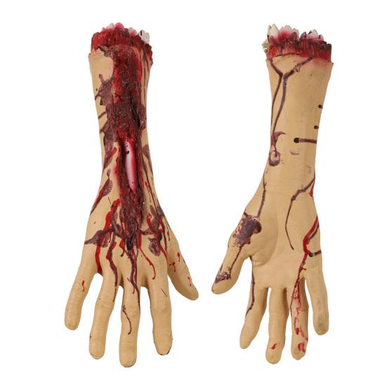 Halloween Fake Severed Hands Foot Prop Scary Blood Broken Dead Body Parts Realistic Latex Human Residual for Haunted House Prank Party Supplies