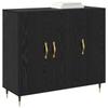 Sideboard In Black Oak Look 90 X 34 X 80 Cm Engineered Wood