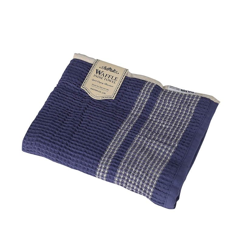 Dulton Waffle Indie Towel Blue 1200 x 500mm Waffle fabric for a soft feel Bath towel Blue Navy Gift Water-absorbent RNZ-0472BL