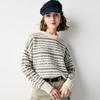 Paro Women's 100% Cashmere Jacquard Striped Round Neck Sweater