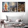 Merry Christmas Holiday Decorative Canvas Painting Nordic Santa Claus City Snow Scene Posters Living Room Wall Art Home Decor