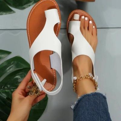Grenzüberschreitende Damensandalen in Übergröße Europa Amerika und die Vereinigten Staaten Sommer Neu Rundkopf Zehenbedeckend Flachsohlige Freizeitsandalen