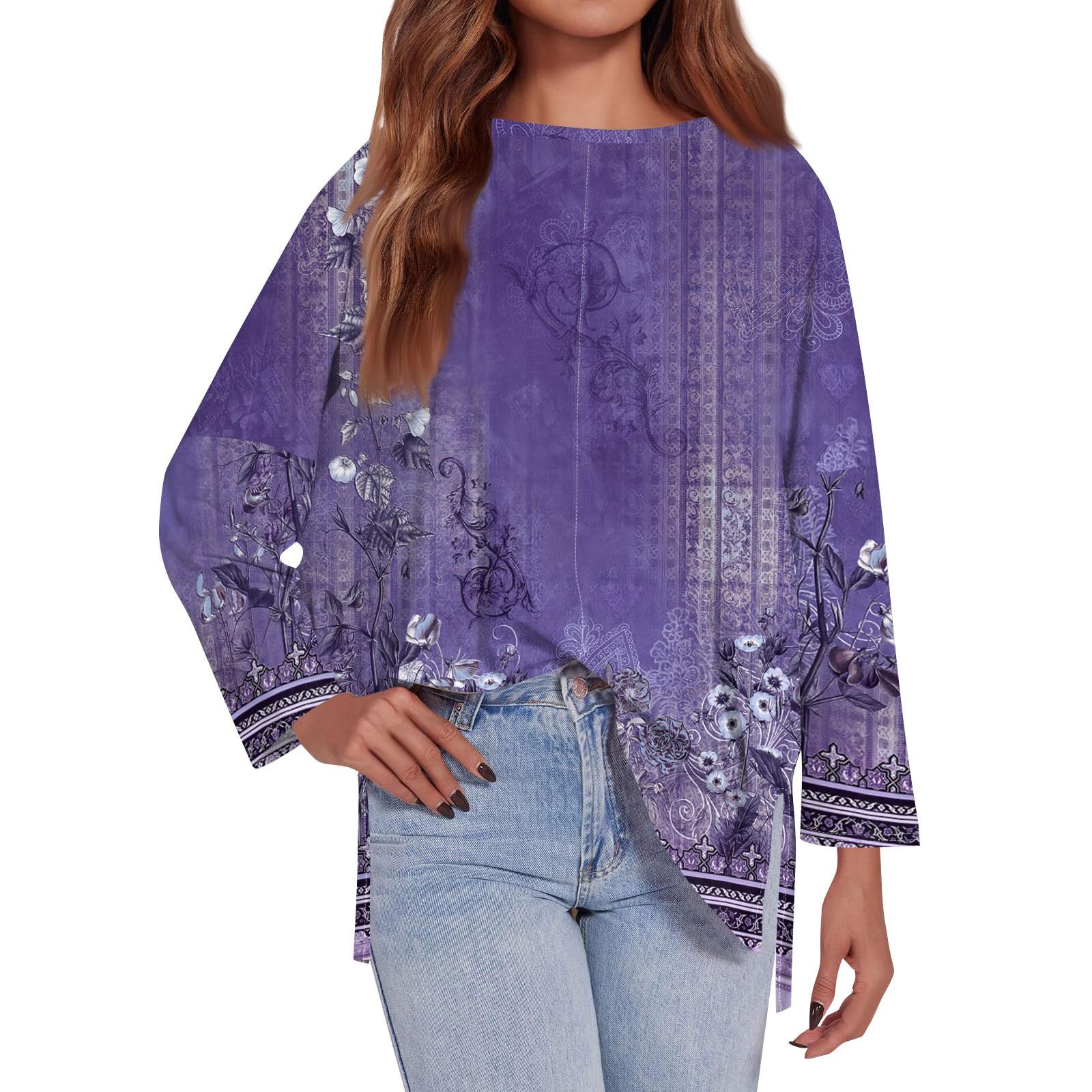 Женская модная свободная футболка большого размера с круглым вырезом — фото 8