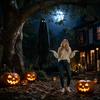 Halloween Hanging Ghost Decoration Glowing Eyes Fabric Ghost Prop 60x100cm Indoor Outdoor Halloween Party Decoration