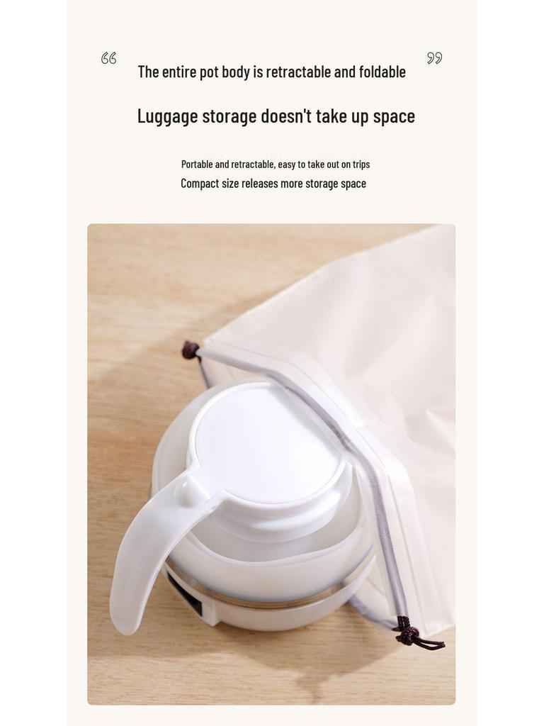 Compact Electric Folding Silicone Kettle with Auto Power-Off for Travel