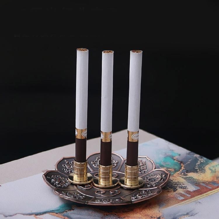 3Pcs Vintage Metal Cigarettes Holder Incenses Stick Holder Handcraft Incenses Burners with Flower Base Ashes Catcher