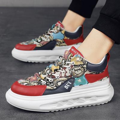 Neue Herren-Vulkanisierschuhe Neue Herren-Sportschuhe mit dicker Sohle Schnürschuhe Lässig Vielseitig Muster Personalisiert Vier-Jahreszeiten-Schuhe