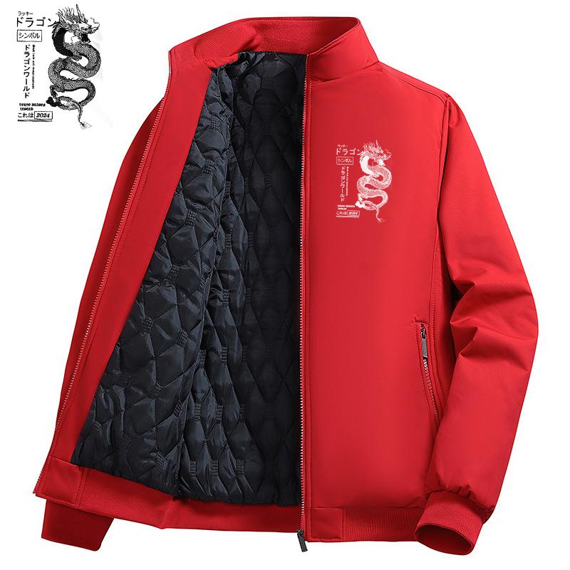 Autumn and Winter Velvet Warm Cotton Jacket For Men Casual Sports Windproof Thermal Coat Stand-Up Collar Jacket