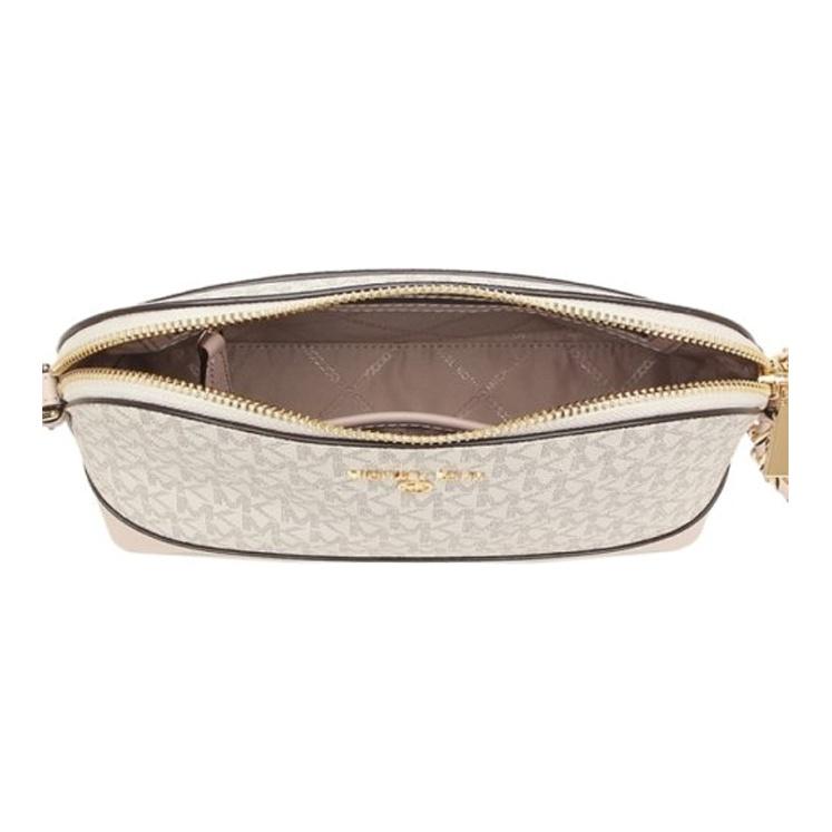 Michael Kors MK Jet Set Charm Monogram Vintage Coated Canvas And Leather Detail Crossbody Bag Large Women crossbody bag 32T1GT9C3B-VANL/SFTPINK