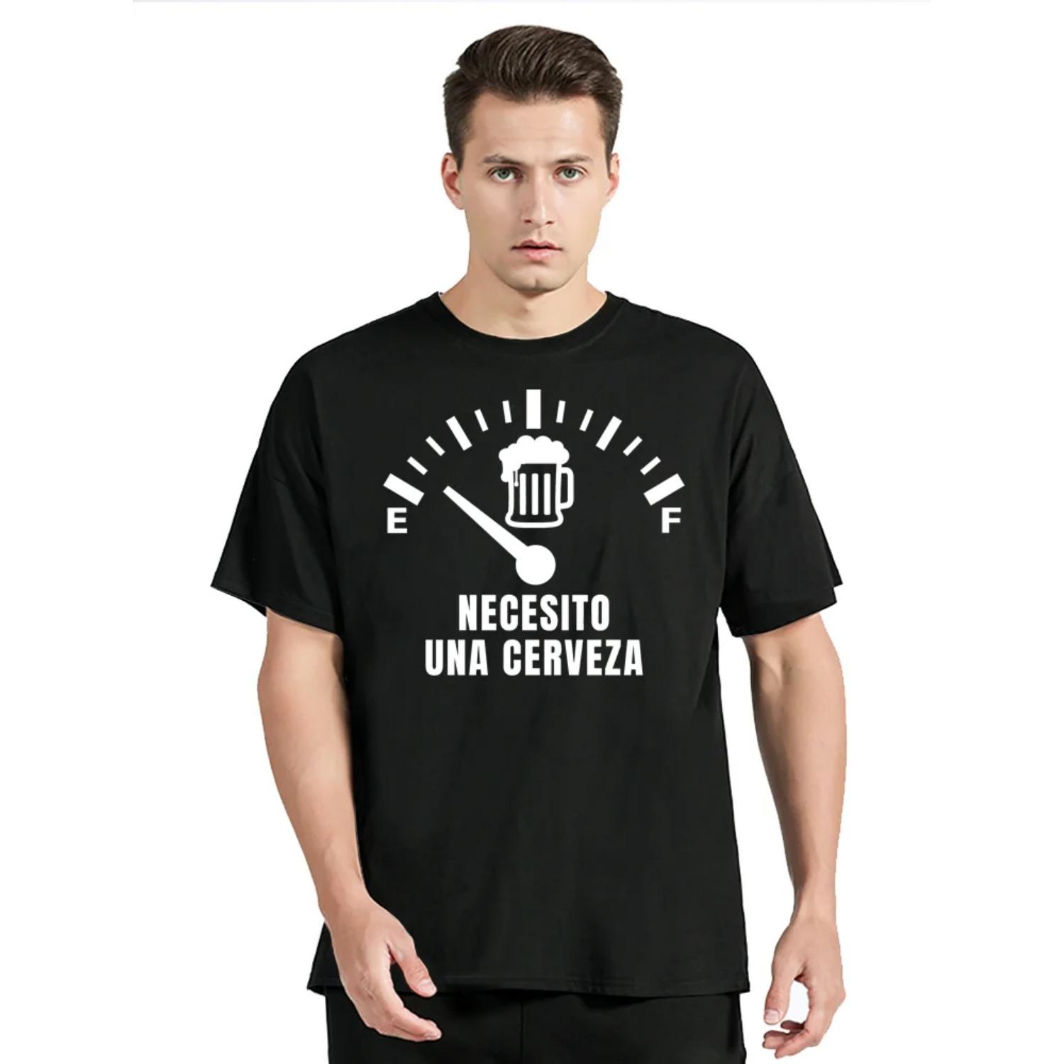 

Мужская одежда Уличная одежда Футболка Necesito Una Cerveza Принт Повседневная футболка Хлопок Оверсайз футболка Летняя мода Топы с круглым вырезом S чёрный