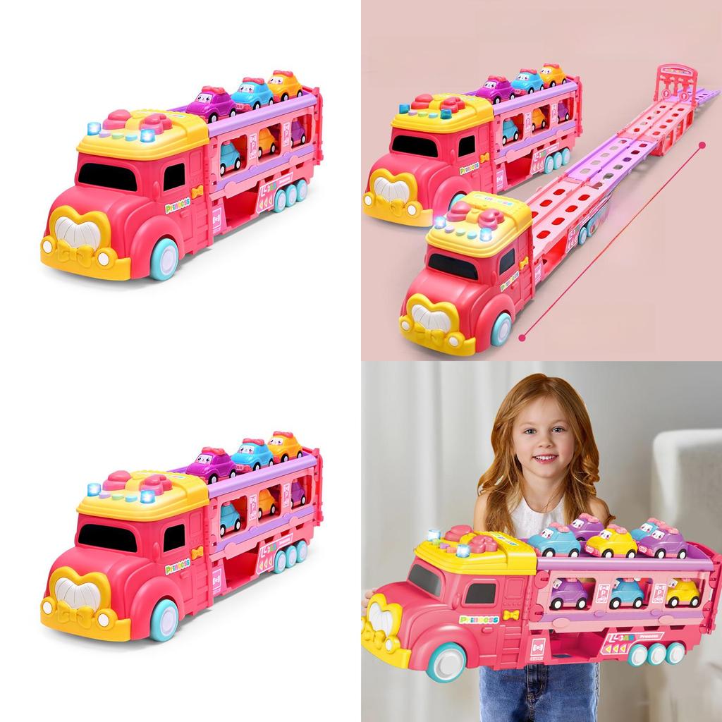 Childrens Multifuntional Inertia Princess Car Toy With Foldable Track For Handeye Coordination