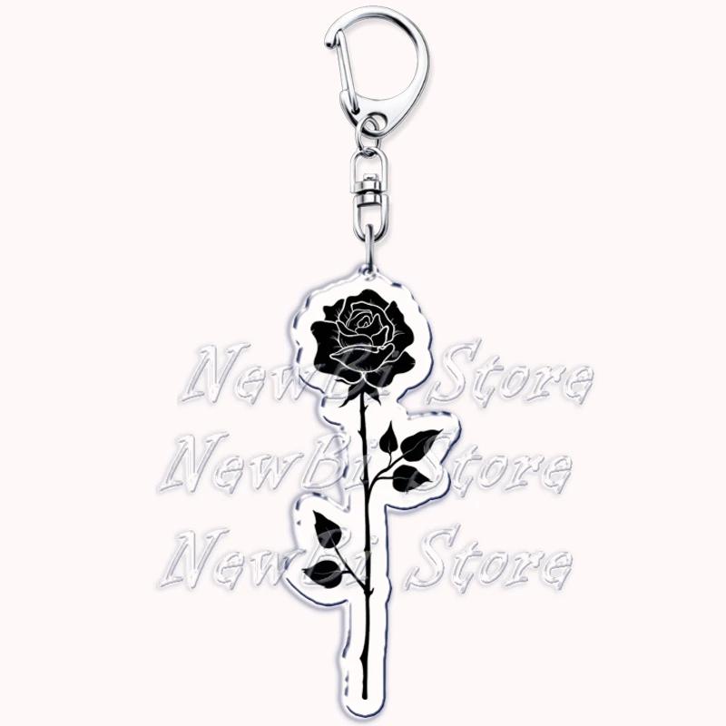Romantic Pink Rose Flower Keychains Sunflower Red Love Keyring for Accessories Bag Key Chain Ring Jewelry Lovers Friends Gift