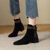 Shoes for Women 2025 Korean Fashion Square Toe Women's Boots Simple All-match Black Ankle Boots Stylish Office Ladies Shoes