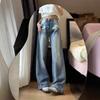 Big Yards High Street Straight Jeans Women Spring Pear Shaped Figure High Waist Design Sense Wide Leg Trousers Jeans for Women Long Denim Pants