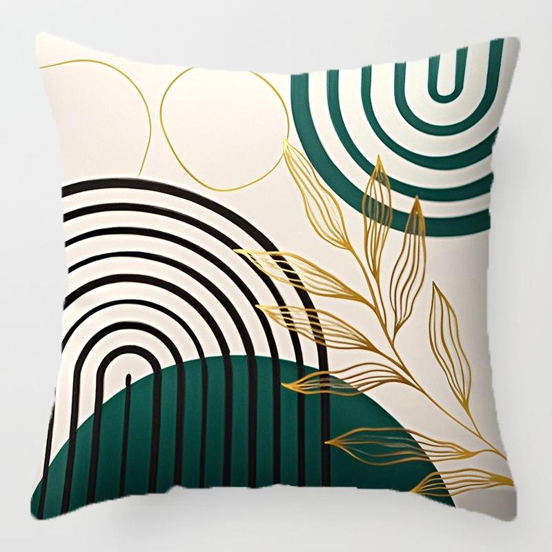 Home Decor Geometric & Leaf Pattern Decorative Pillow Covers Pattern Cushion Cover Suitable for Sofa Bedroom Car Pillow Cover