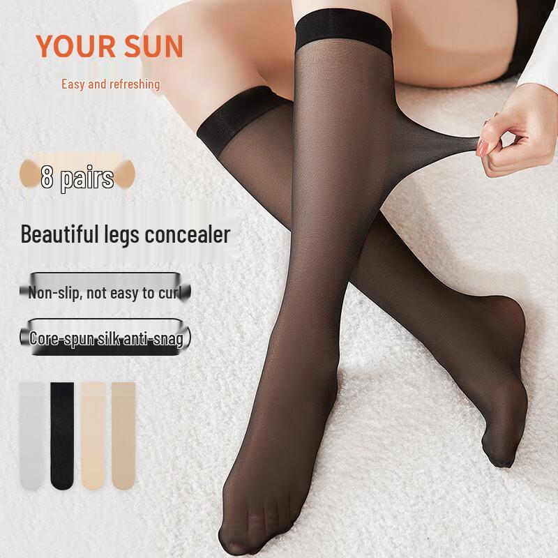 

Yiershuang Women s Crystal Sheer Mid-Calf Stockings One Size
