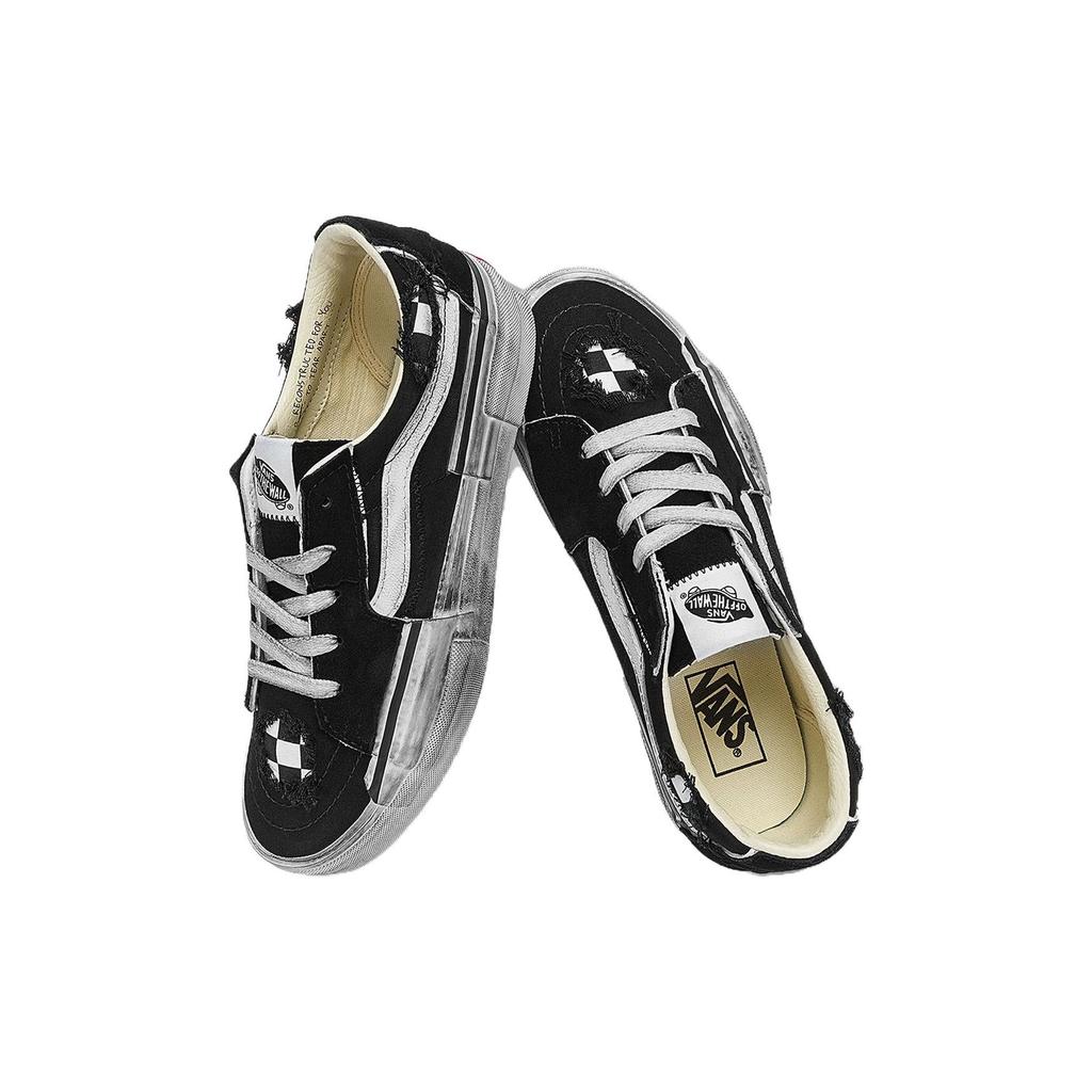 Vans Sk8 Reconstruct Round Toe Lace-Up Low-Top Skate Shoes Unisex Sneakers Black VN0009QSBP7