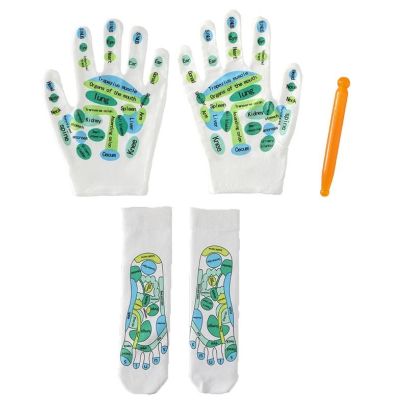 

Acupoints Massage Gloves for Hand Spa Fatigue Relief Elastic Acupressures Reflexology Socks for Reflexology Foot Massage