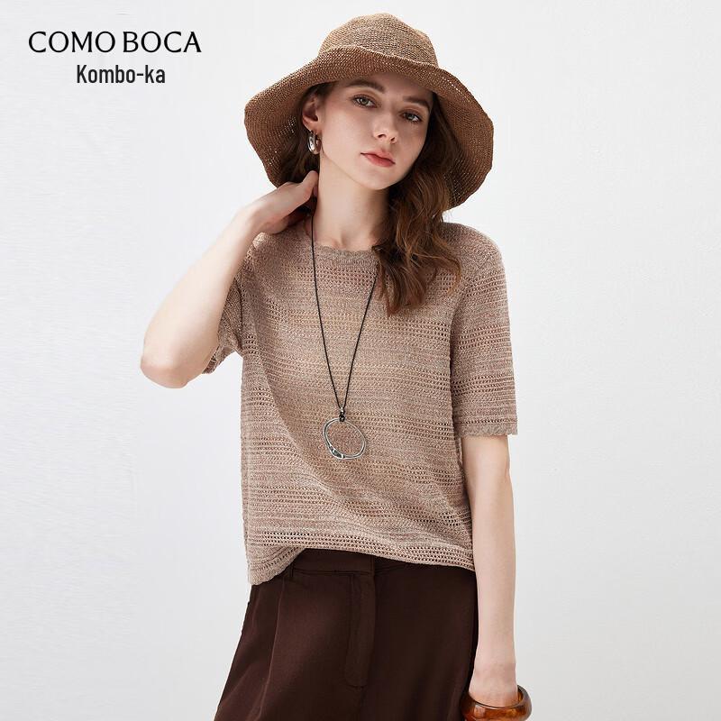 Women s Casual Linen Blend Lace Knit Top L